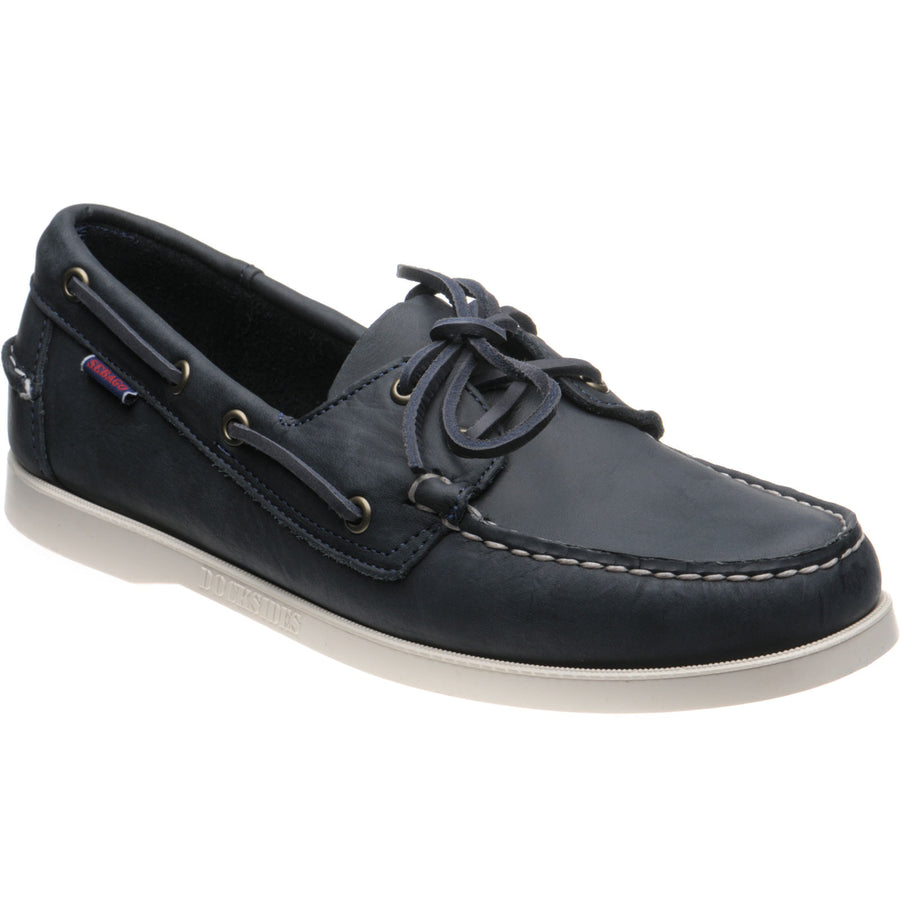 Product image for Sebago Dockside Portland mens rubber-soled deck shoes in navy crazy horse