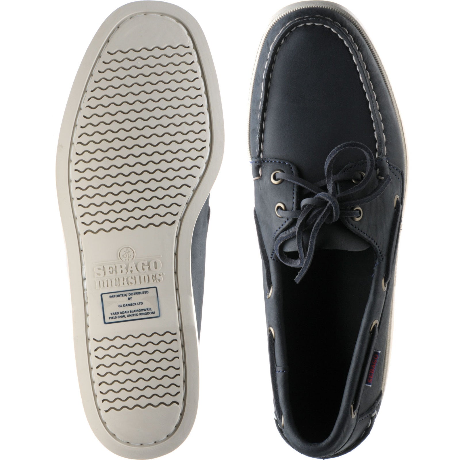 Product image for Sebago Dockside Portland mens rubber-soled deck shoes in navy crazy horse