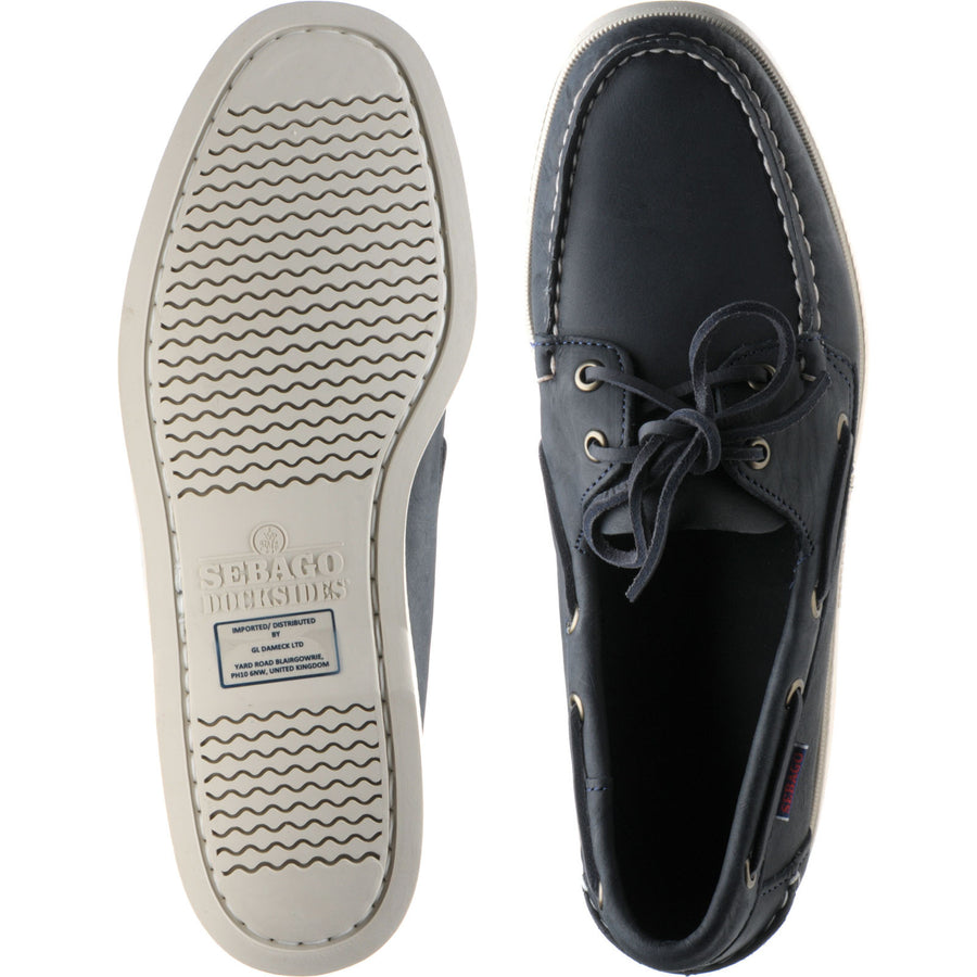 Product image for Sebago Dockside Portland mens rubber-soled deck shoes in navy crazy horse