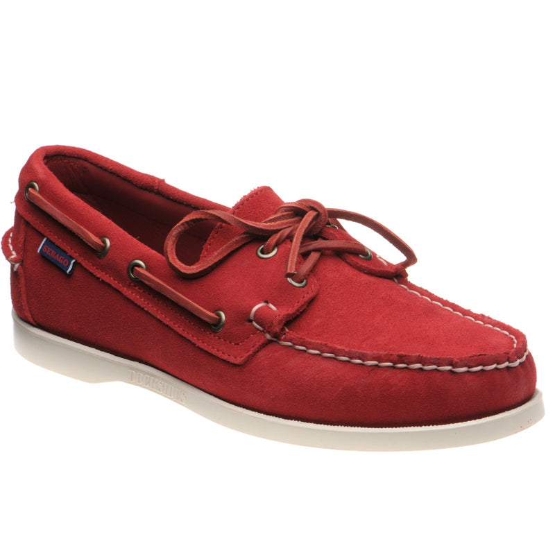 Product image for Sebago Dockside Portland mens rubber-soled deck shoes in red suede