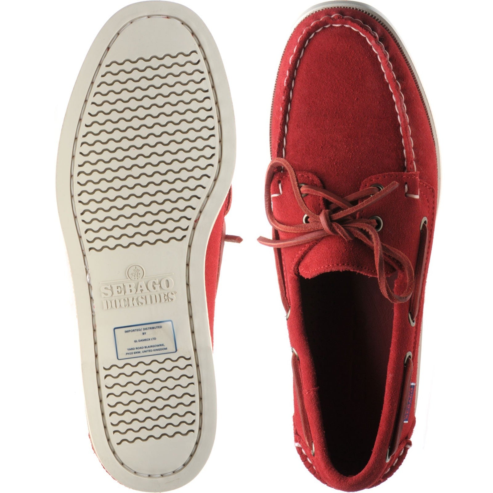 Product image for Sebago Dockside Portland mens rubber-soled deck shoes in red suede