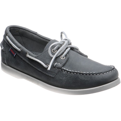 Product image for Sebago Dockside Portland mens rubber-soled deck shoes in smoke waxy