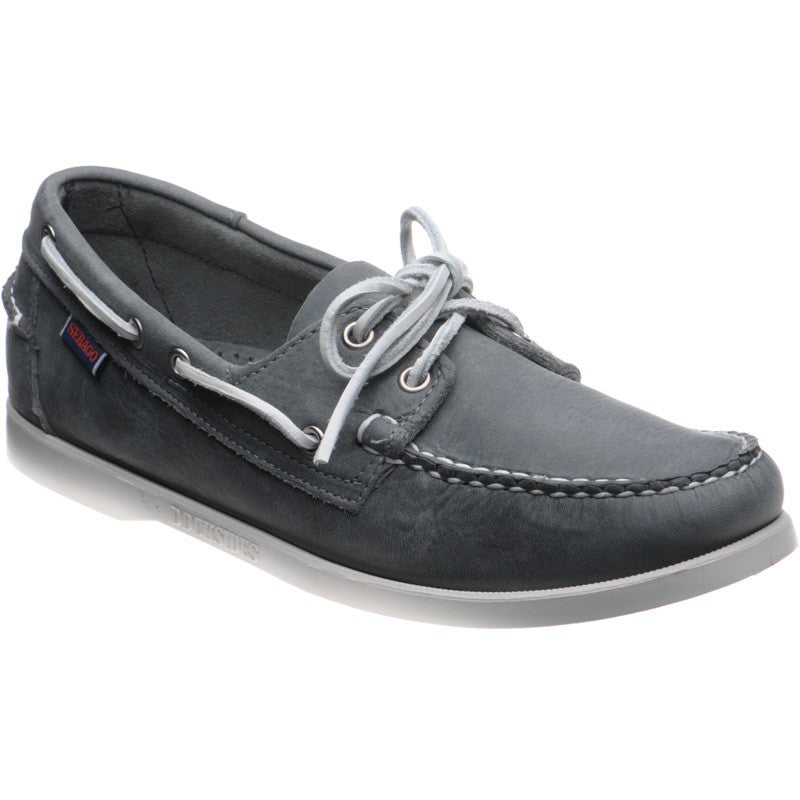 Product image for Sebago Dockside Portland mens rubber-soled deck shoes in smoke waxy
