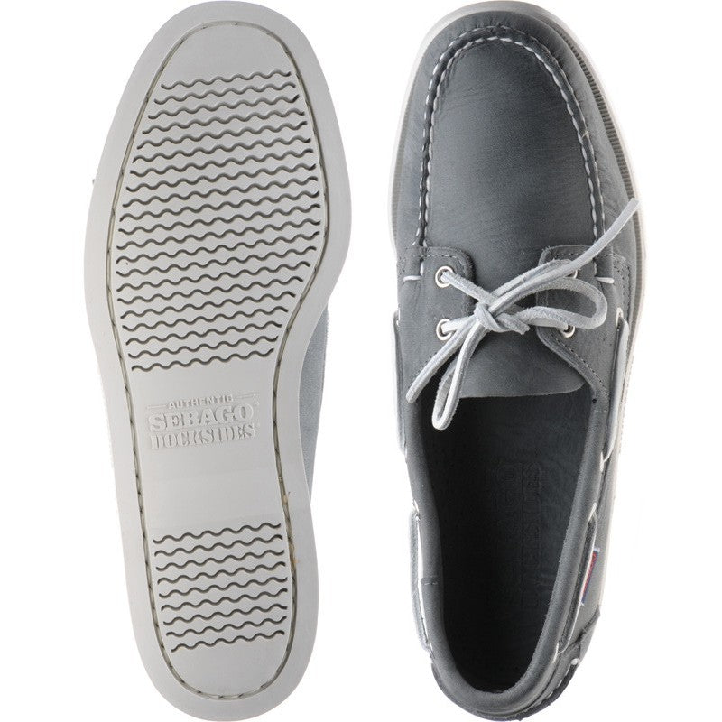 Product image for Sebago Dockside Portland mens rubber-soled deck shoes in smoke waxy