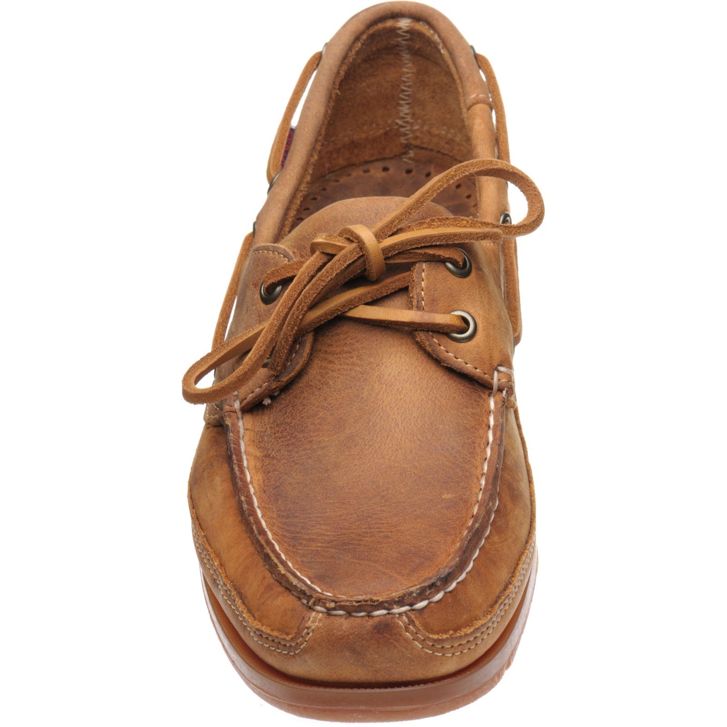 Product image for Sebago Schooner Crazy Horse mens rubber-soled deck shoes in brown and tan (second)
