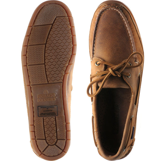 Product image for Sebago Schooner Crazy Horse mens rubber-soled deck shoes in brown and tan (second)