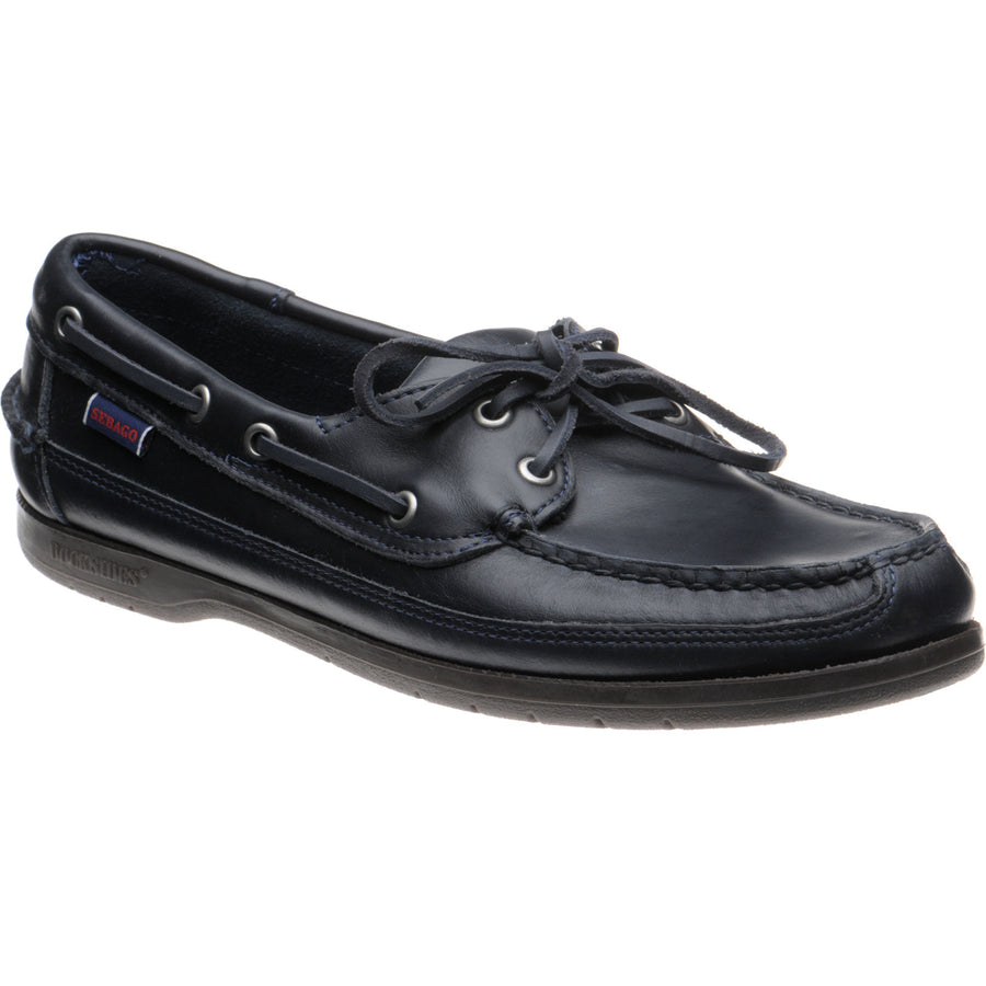 Product image for Sebago Schooner mens rubber-soled deck shoes in blue waxy