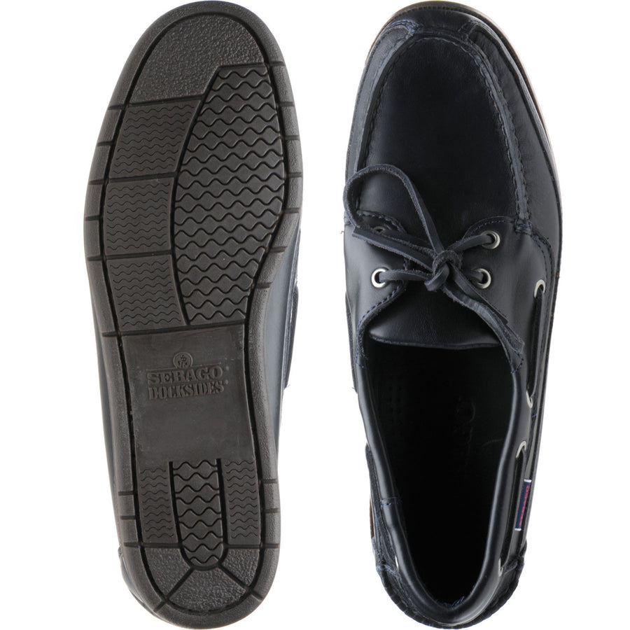 Product image for Sebago Schooner mens rubber-soled deck shoes in blue waxy