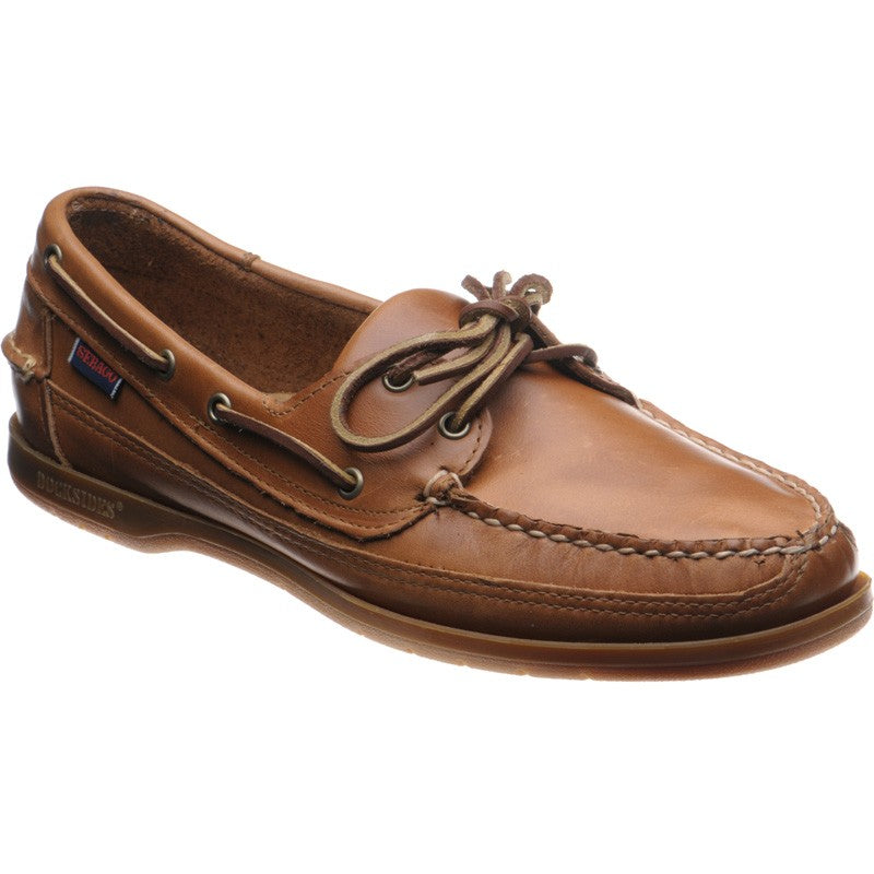 Product image for Sebago Schooner mens rubber-soled deck shoes in cognac