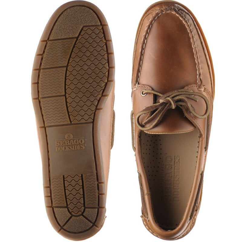 Product image for Sebago Schooner mens rubber-soled deck shoes in cognac
