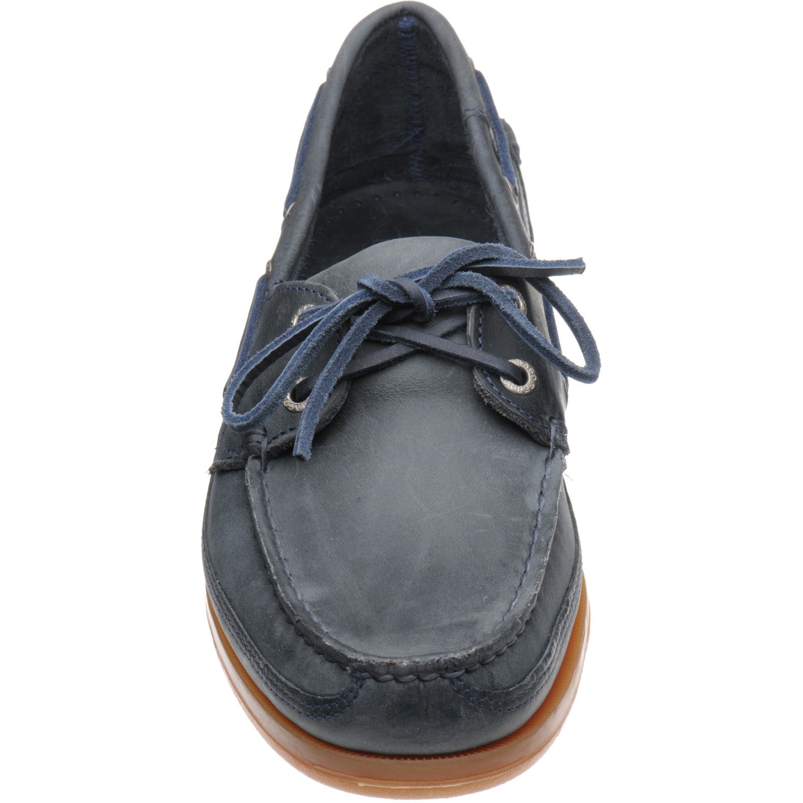 Product image for Sebago Schooner mens rubber-soled deck shoes in navy leather