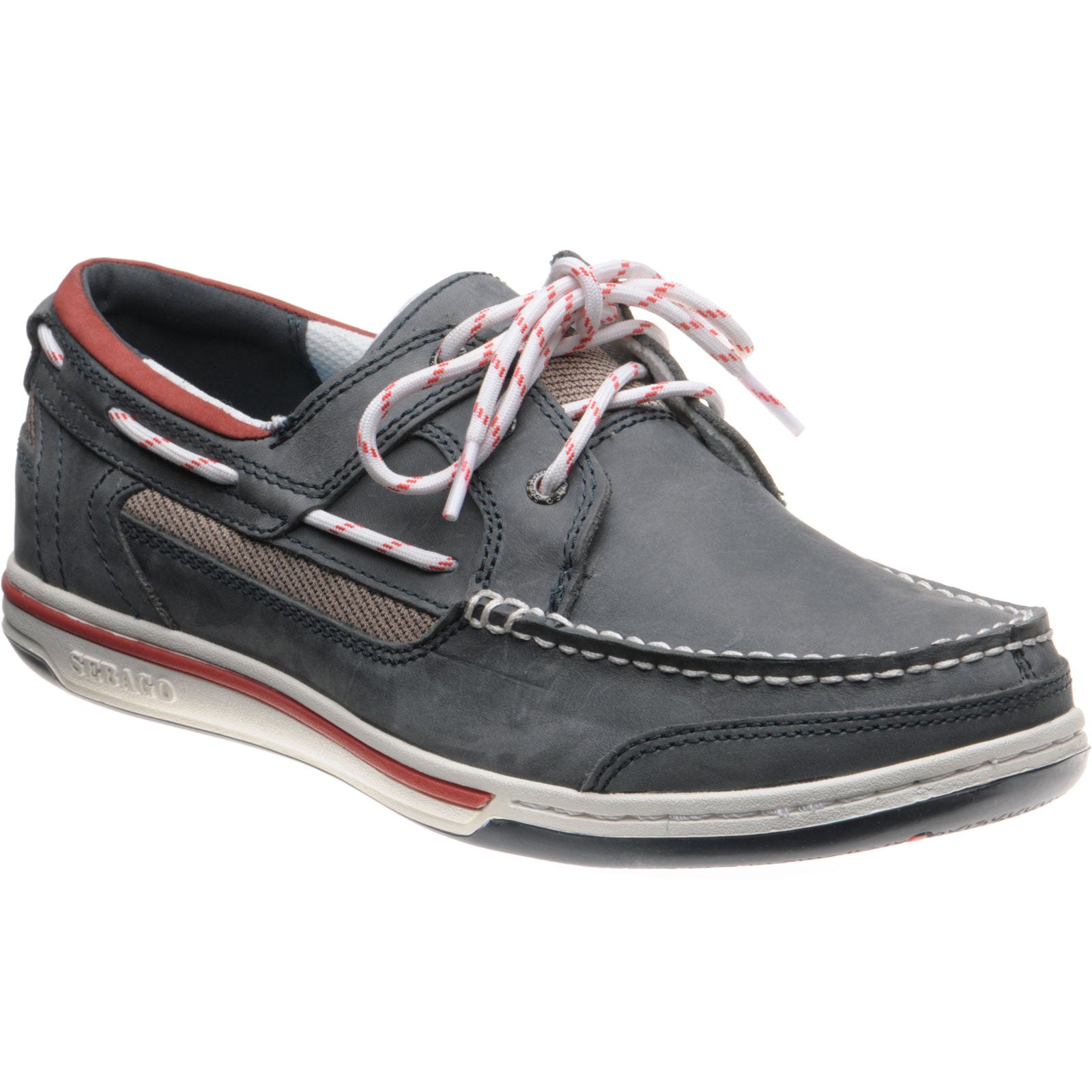 Product image for Sebago Triton Three Eye mens rubber-soled deck shoes in blue and navy