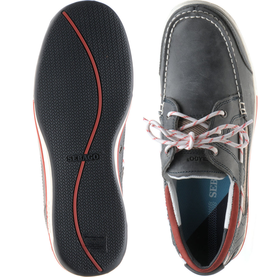 Product image for Sebago Triton Three Eye mens rubber-soled deck shoes in blue and navy