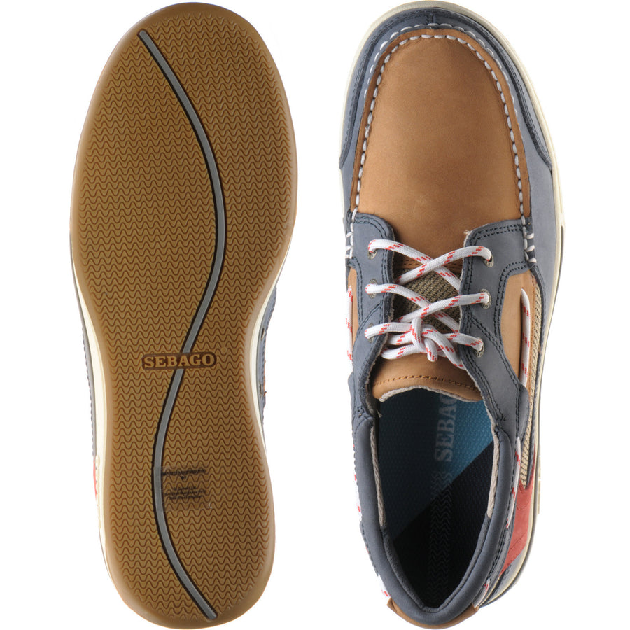 Product image for Sebago Triton Three Eye in blue navy cognac red