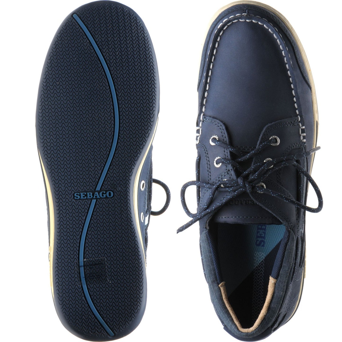 Product image for Sebago Triton Three Eye mens rubber-soled deck shoes in blue nite