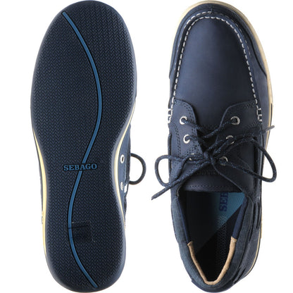 Product image for Sebago Triton Three Eye mens rubber-soled deck shoes in blue nite