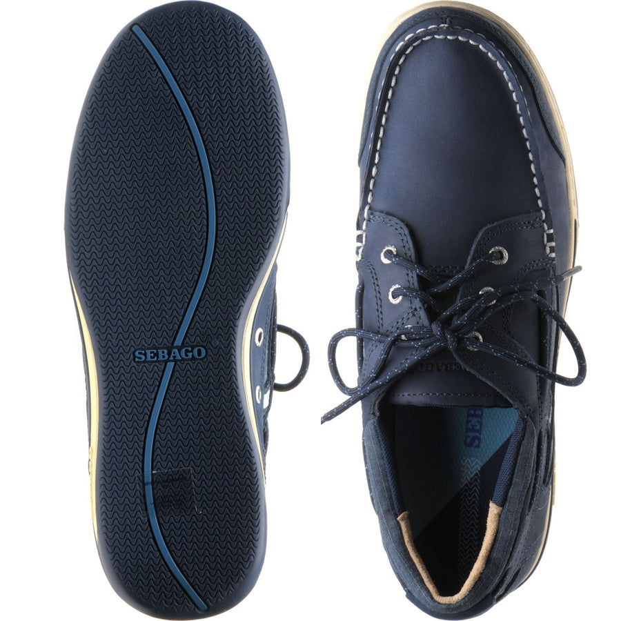 Product image for Sebago Triton Three Eye mens rubber-soled deck shoes in blue nite