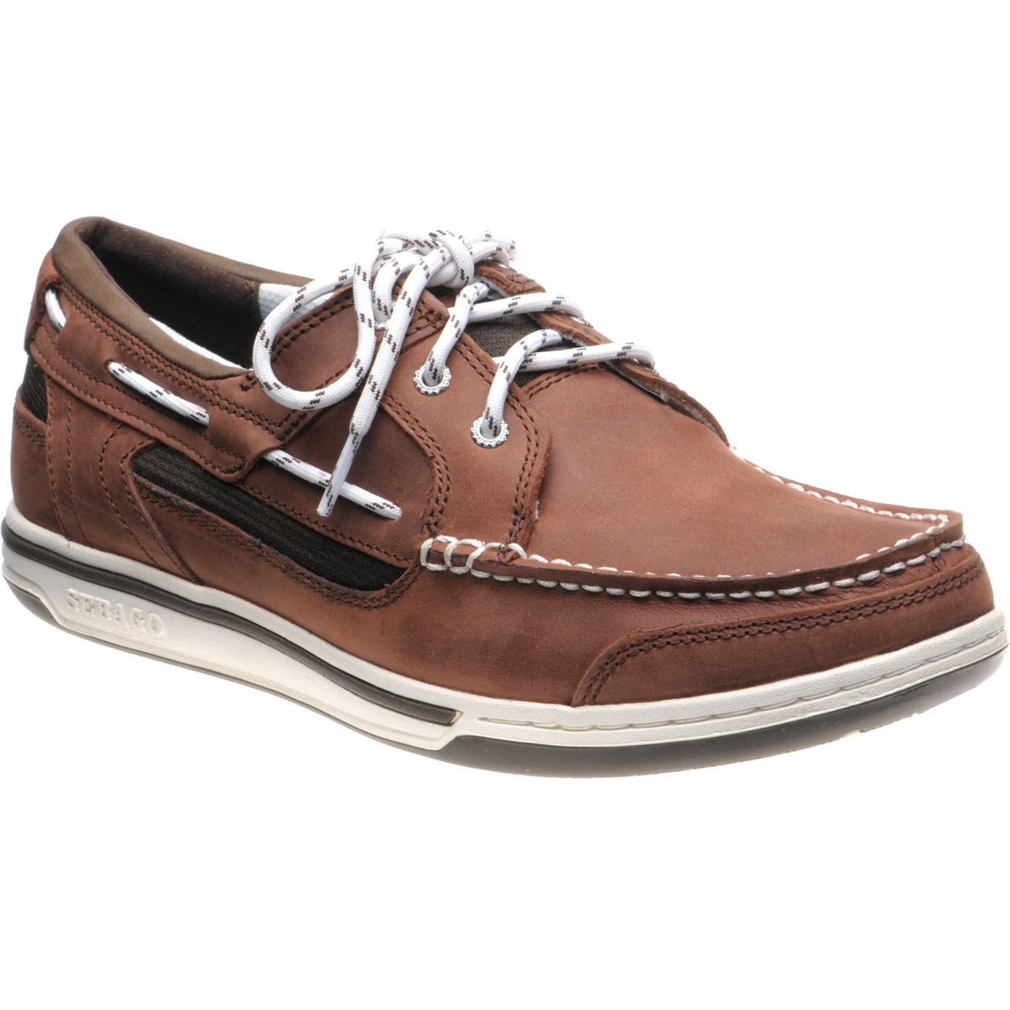 Product image for Sebago Triton Three Eye mens rubber-soled deck shoes in brown and dark brown
