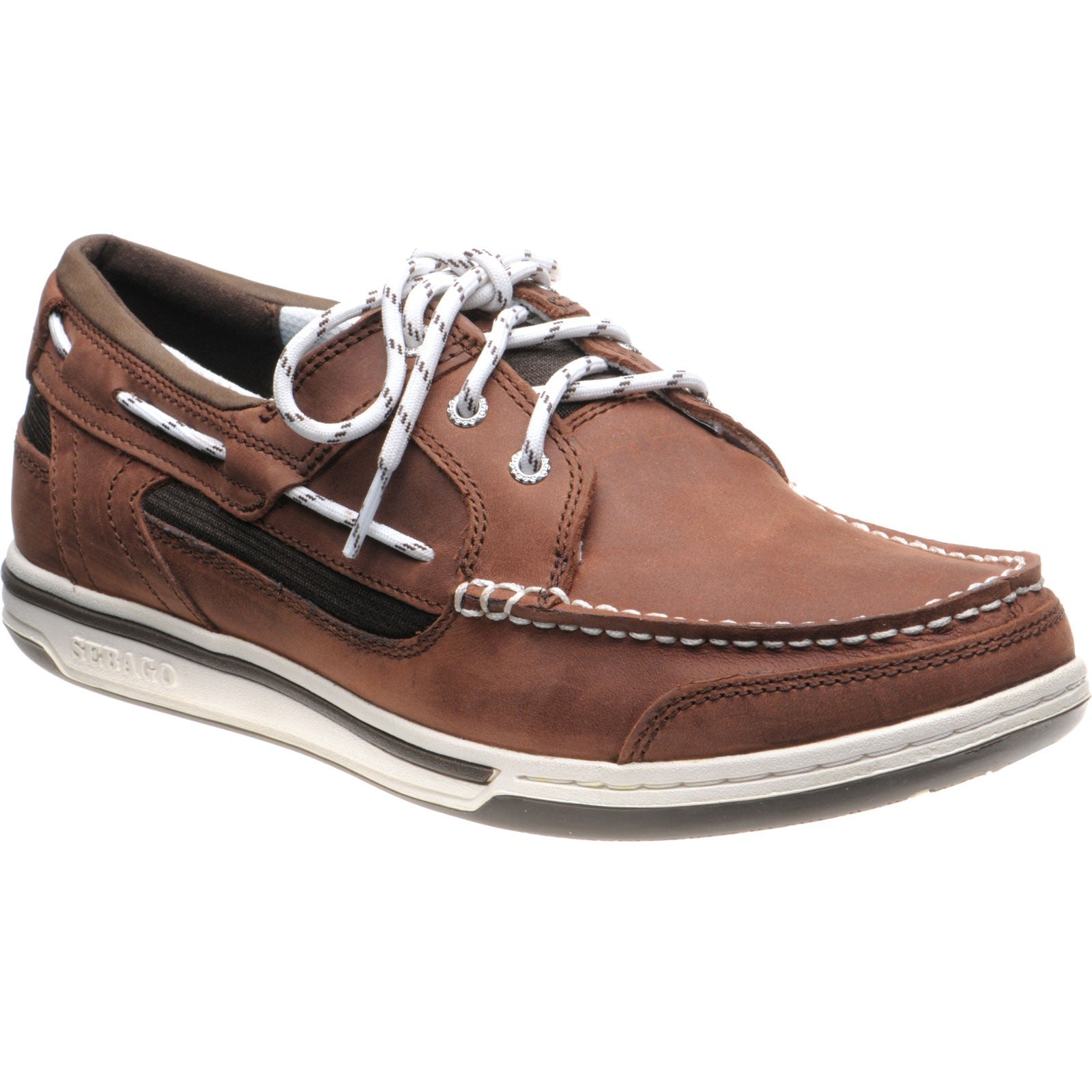 Product image for Sebago Triton Three Eye mens rubber-soled deck shoes in brown and dark brown