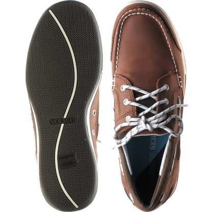 Product image for Sebago Triton Three Eye mens rubber-soled deck shoes in brown and dark brown