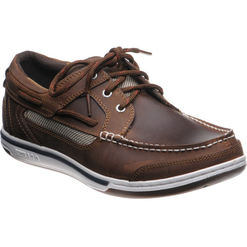 Product image for Sebago Triton Three Eye mens rubber-soled deck shoes in walnut