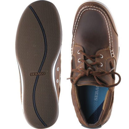 Product image for Sebago Triton Three Eye mens rubber-soled deck shoes in walnut