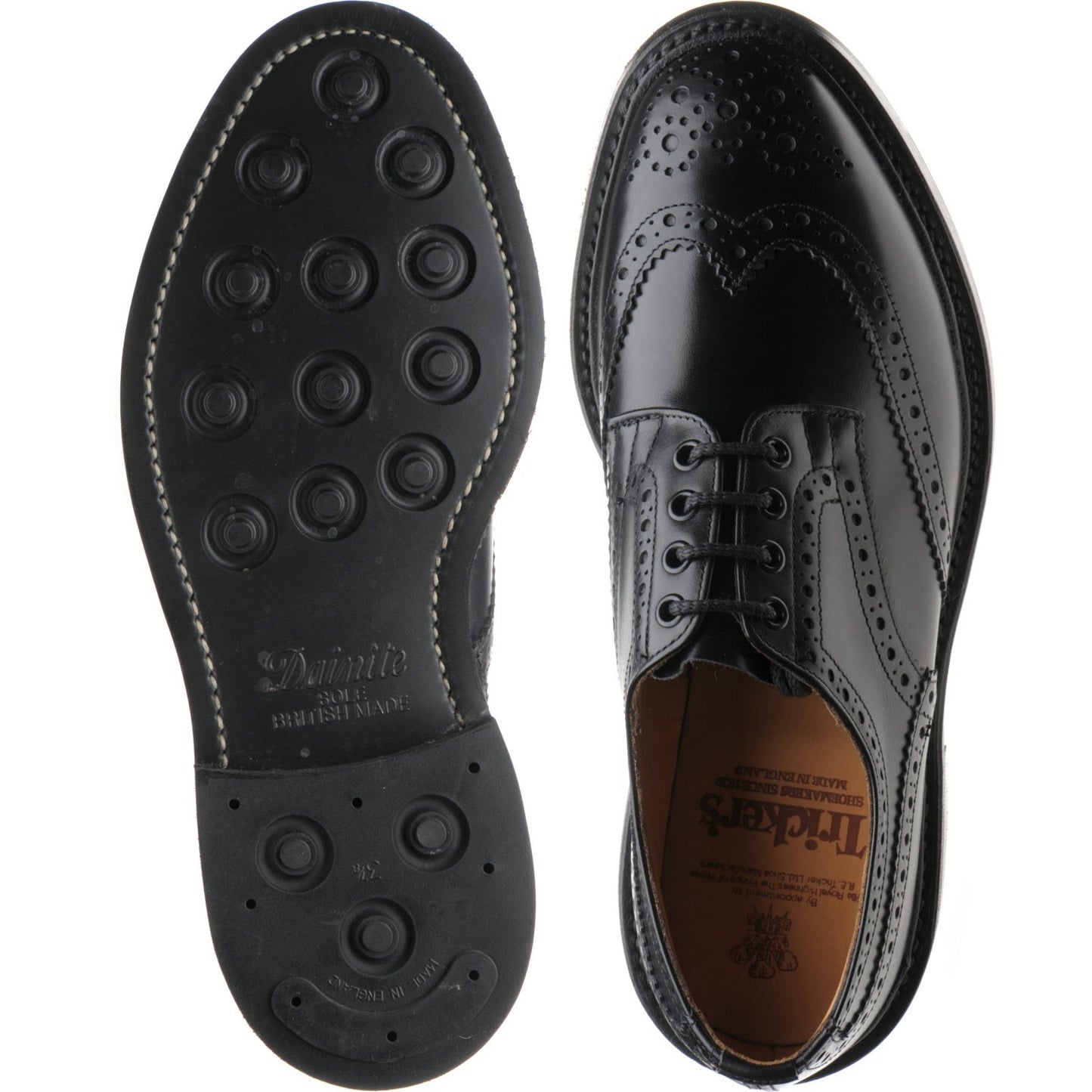 Product image for Trickers Bourton (Rubber) mens rubber-soled brogues in black calf