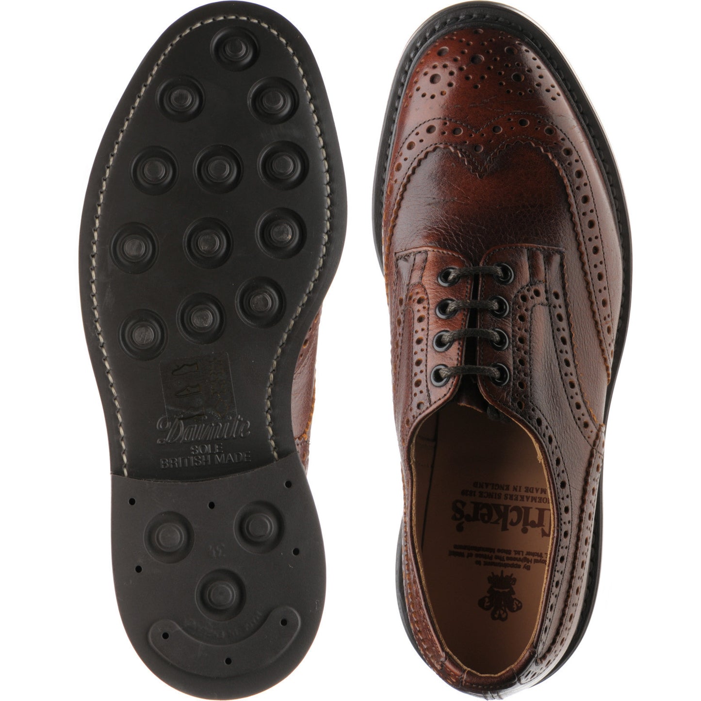 Product image for Trickers Bourton (Rubber) mens rubber-soled brogues in caramel kudu