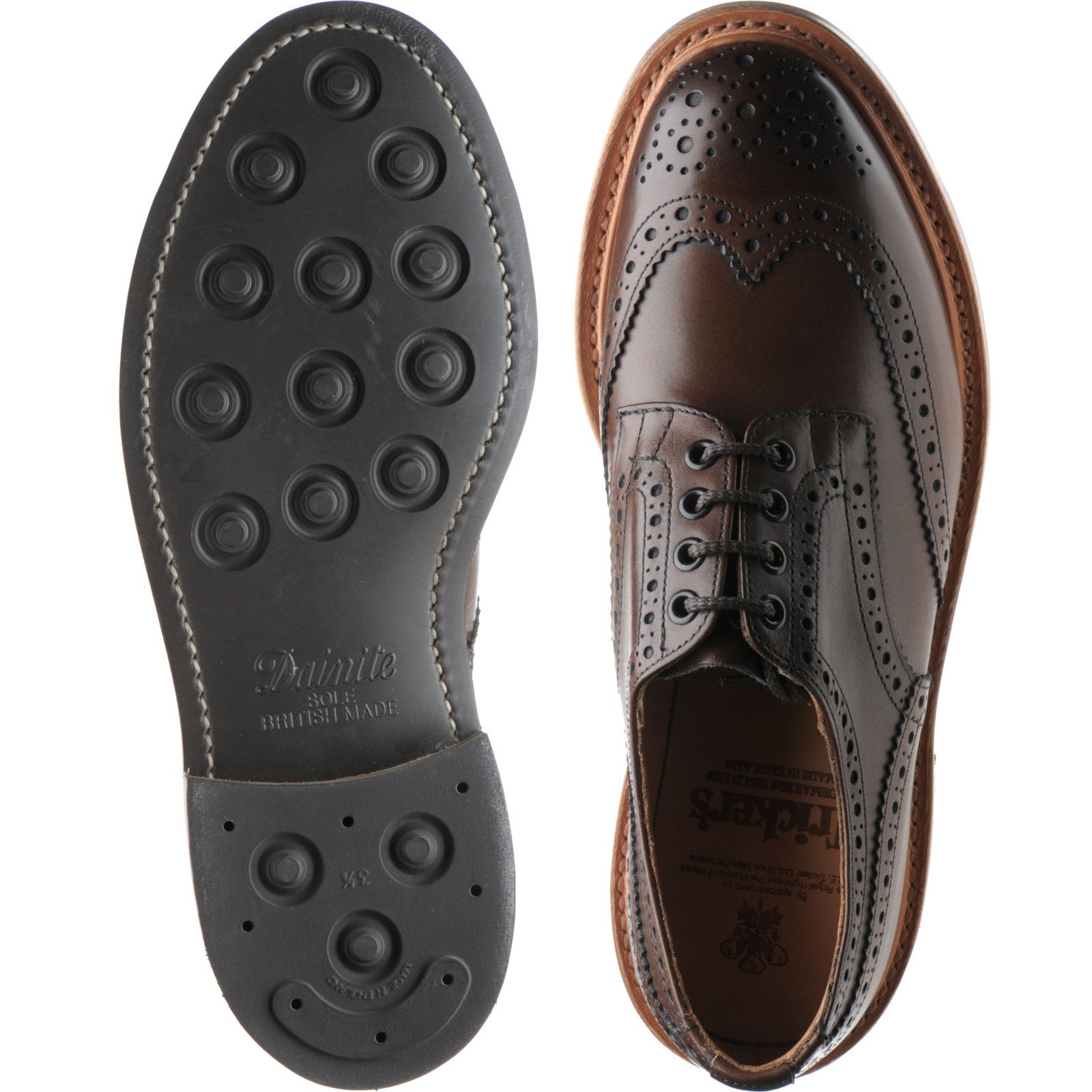 Product image for Trickers Bourton (Rubber) mens rubber-soled brogues in coffee burnished calf