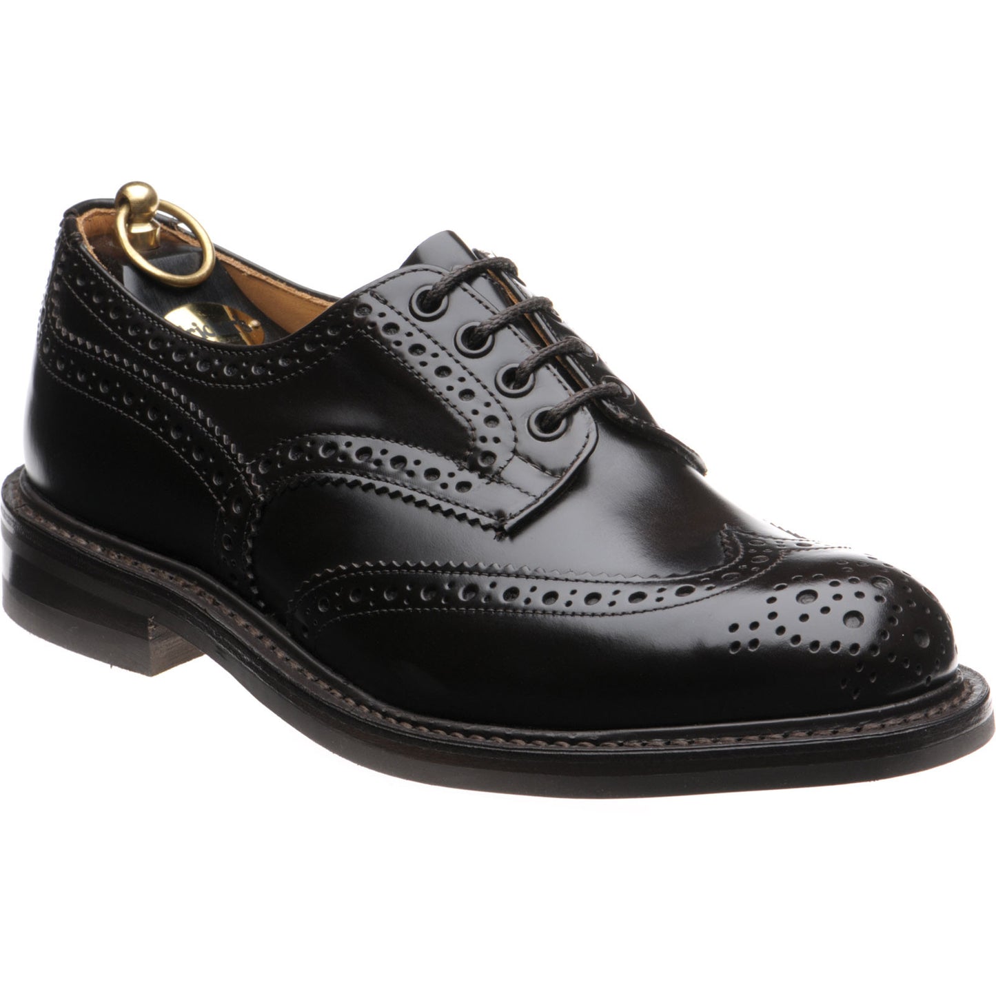 Product image for Trickers Bourton (Rubber) mens rubber-soled brogues in dark brown bookbinder