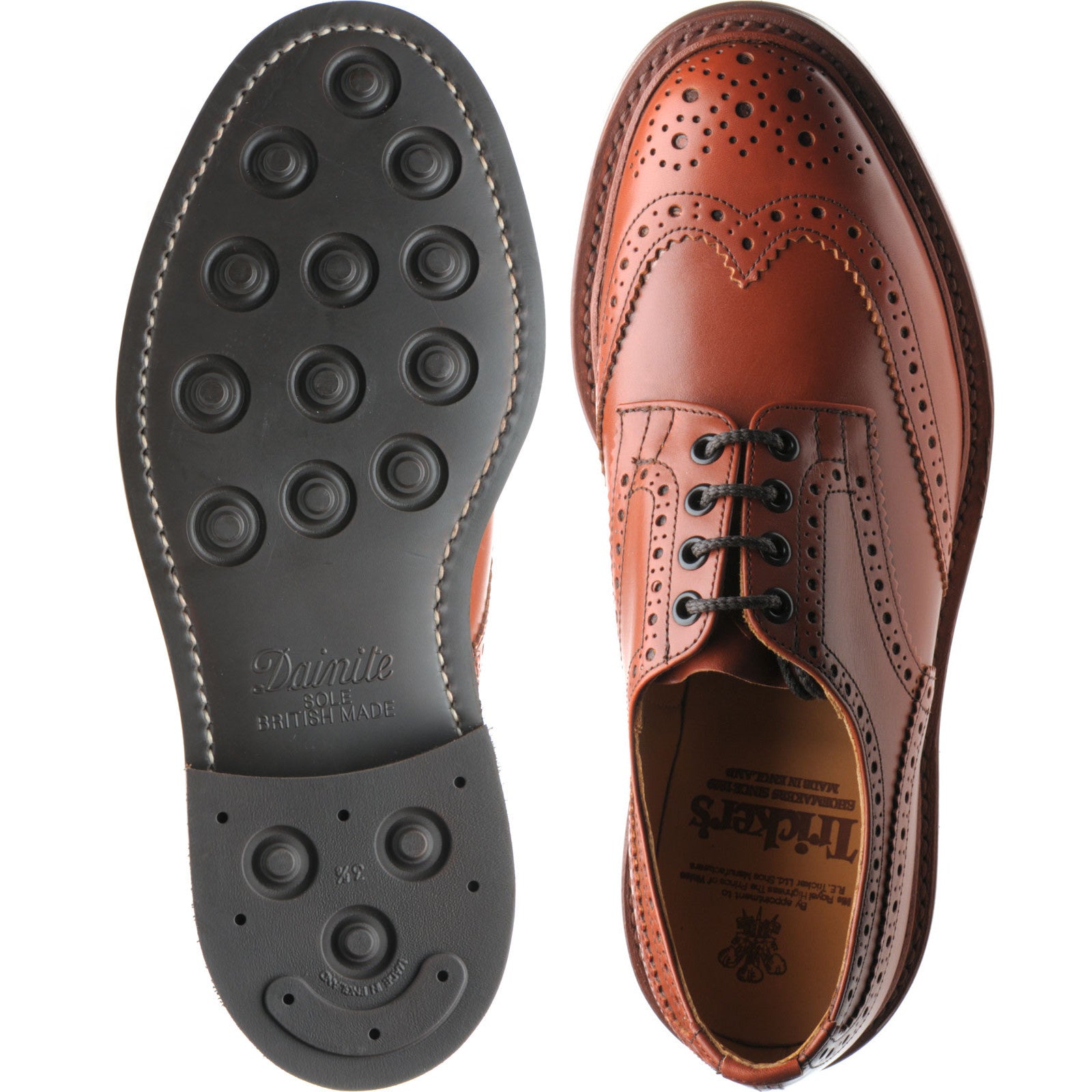 Product image for Trickers Bourton (Rubber) mens rubber-soled brogues in moccasin brown