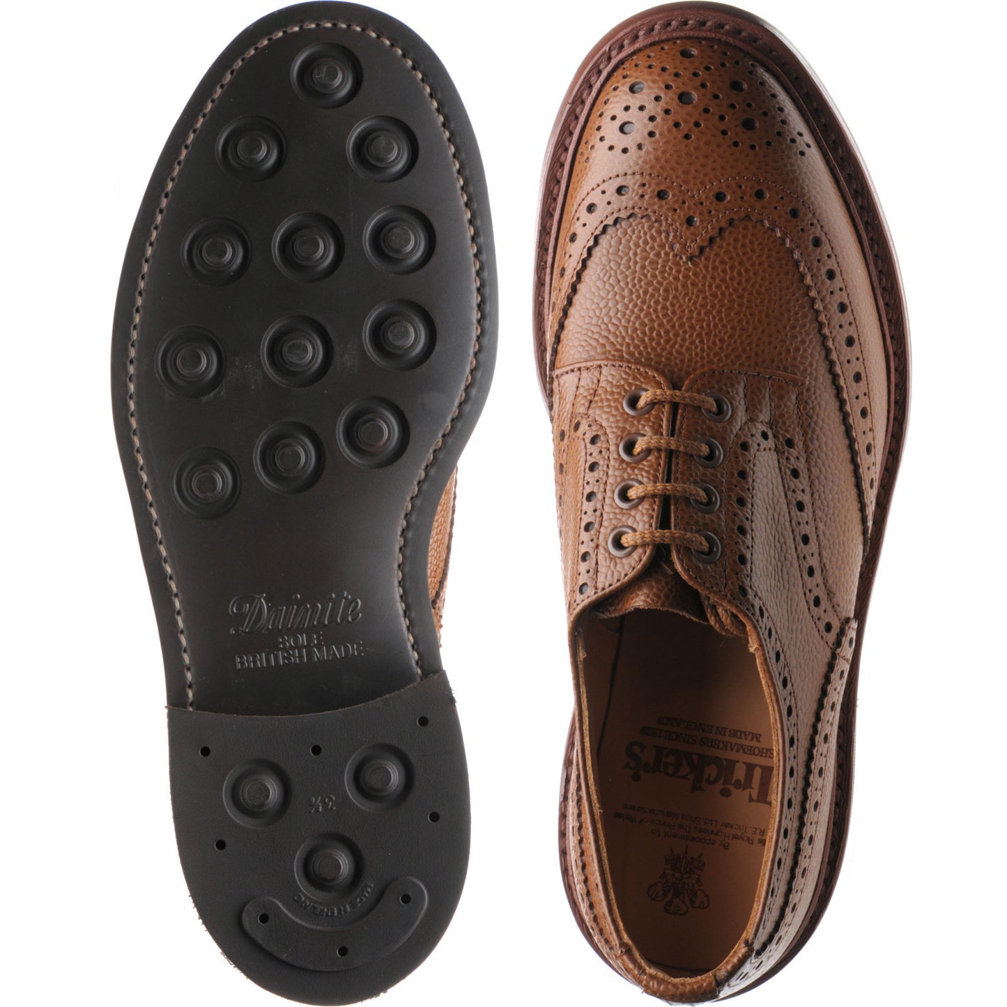 Product image for Trickers Bourton (Rubber) mens rubber-soled brogues in sienna scotch grain