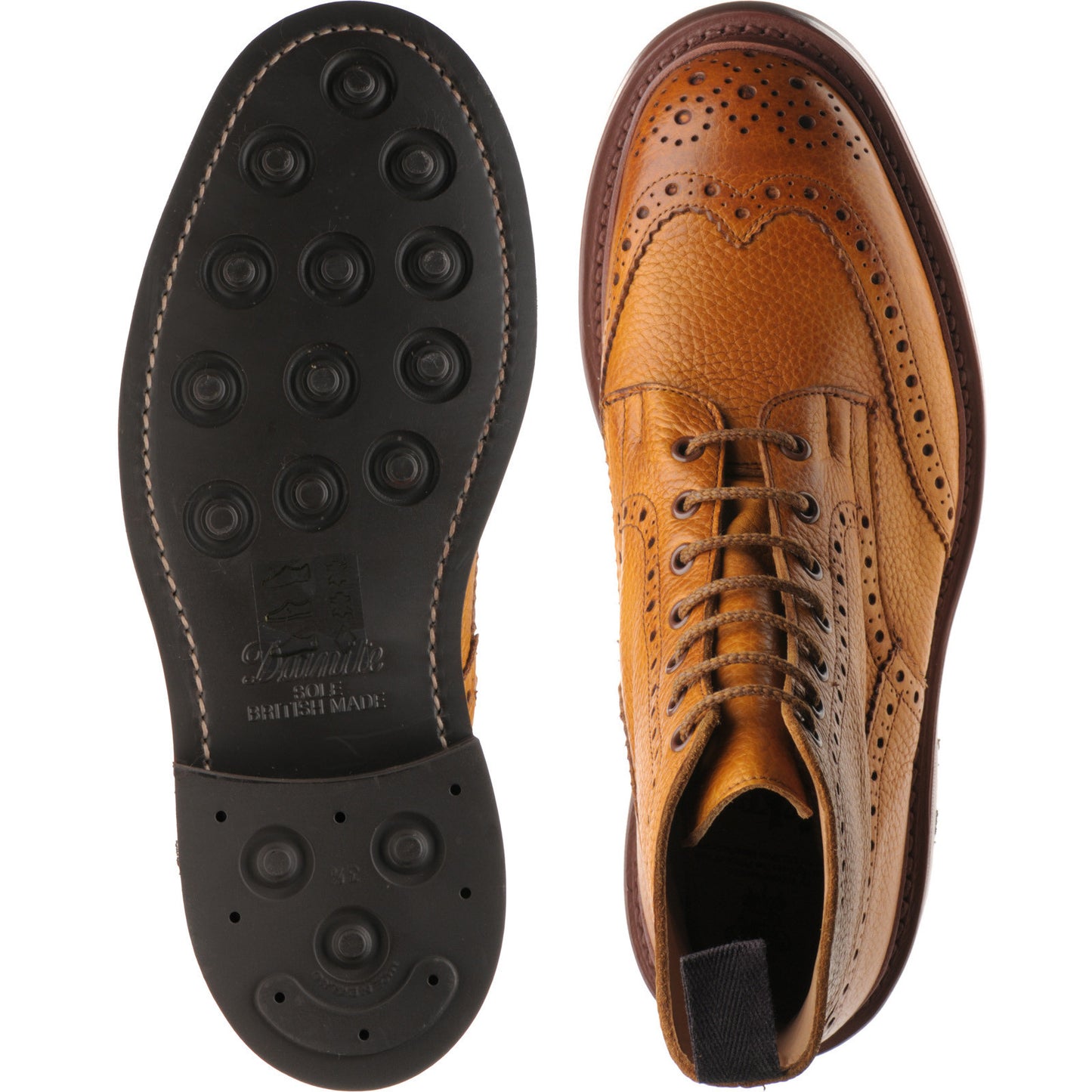 Product image for Trickers Stow (Rubber) mens rubber-soled brogue boots in acorn muflone
