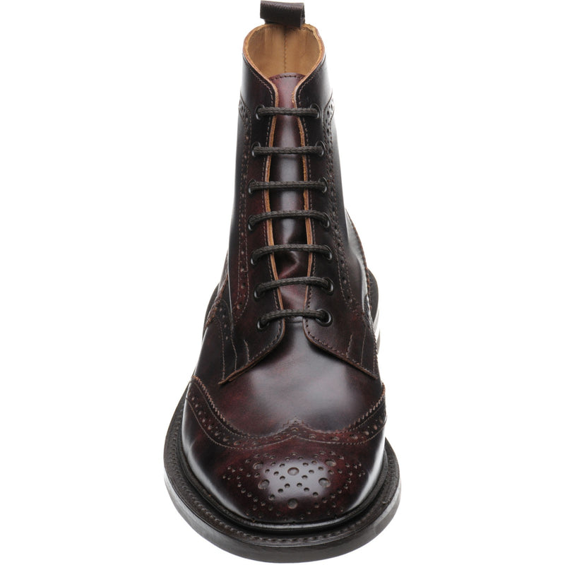Product image for Trickers Stow (Rubber) mens rubber-soled brogue boots in burgundy museum calf