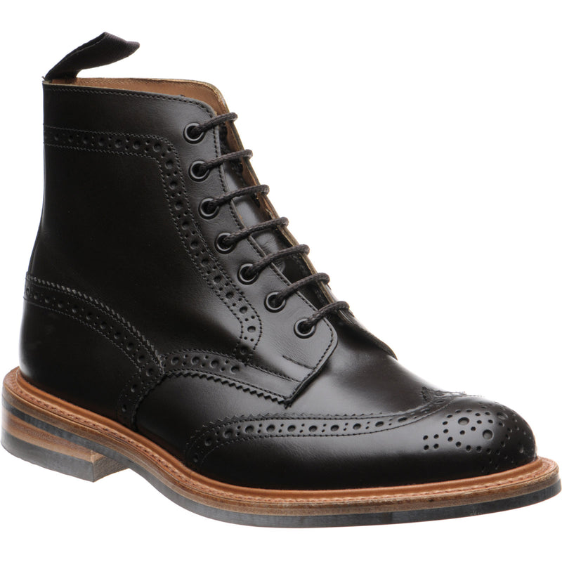 Product image for Trickers Stow (Rubber) mens rubber-soled brogue boots in cafe burnished calf