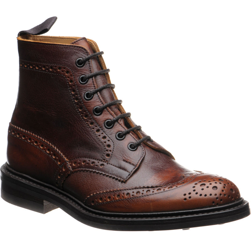 Product image for Trickers Stow (Rubber) mens rubber-soled brogue boots in caramel kudu