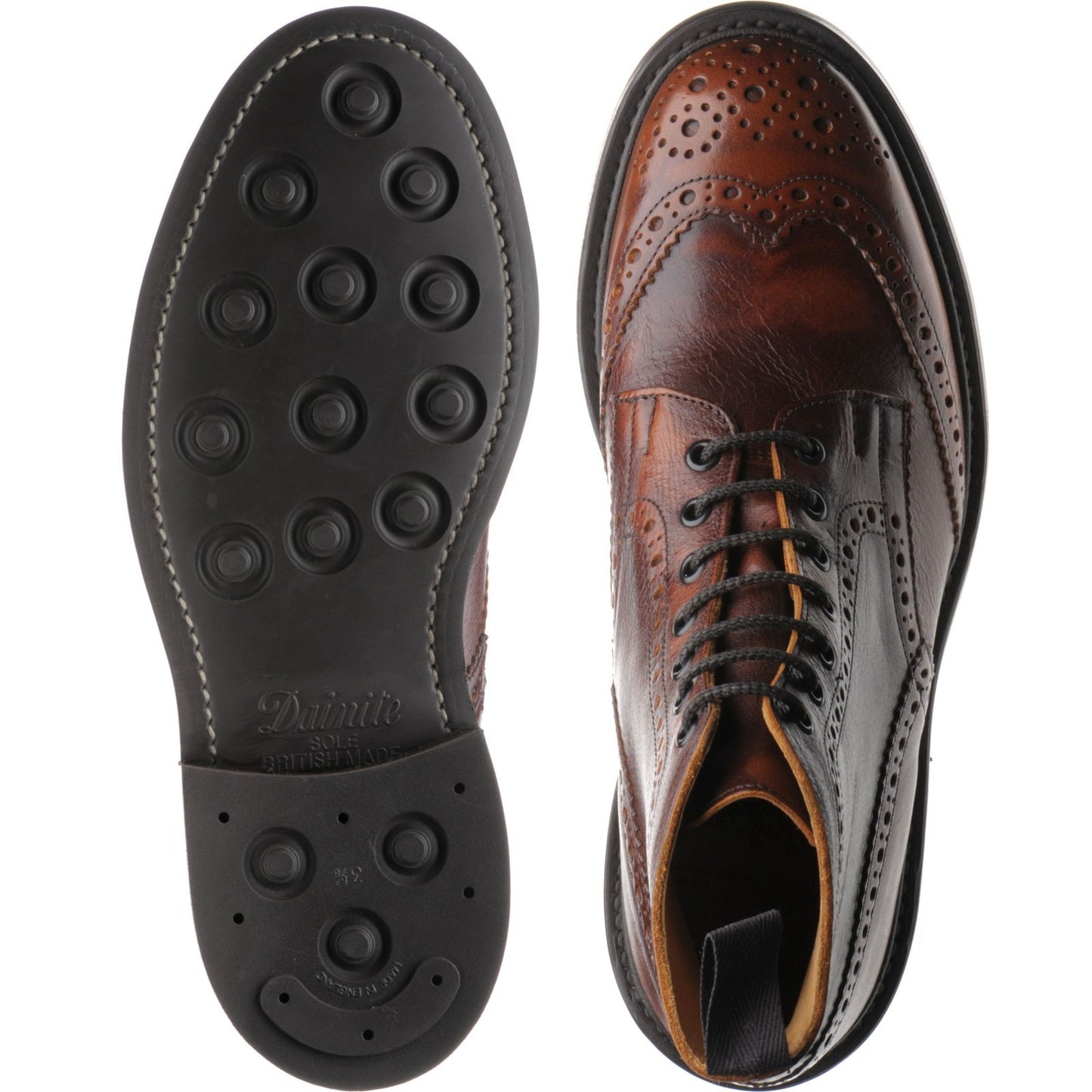 Product image for Trickers Stow (Rubber) mens rubber-soled brogue boots in caramel kudu