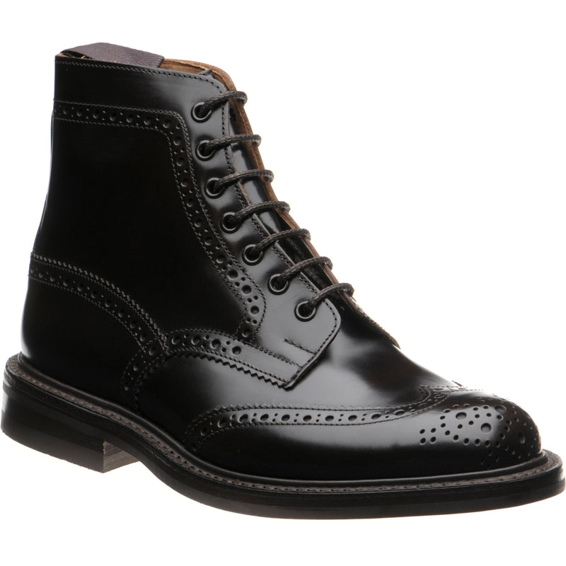 Product image for Trickers Stow (Rubber) mens rubber-soled brogue boots in dark brown bookbinder