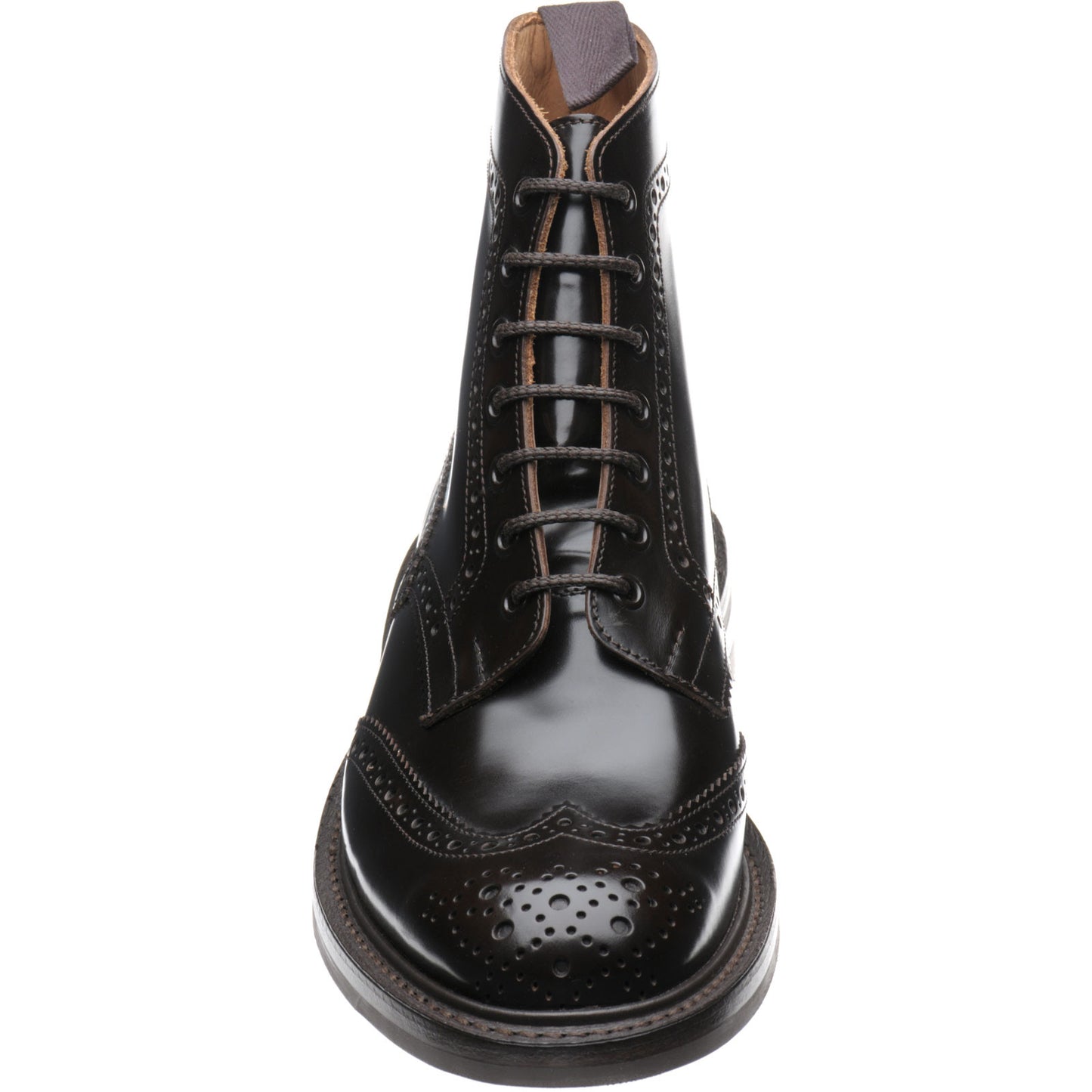 Product image for Trickers Stow (Rubber) mens rubber-soled brogue boots in dark brown bookbinder