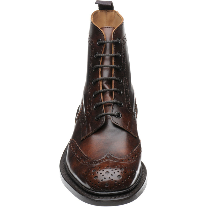 Product image for Trickers Stow (Rubber) mens rubber-soled brogue boots in dark brown museum calf