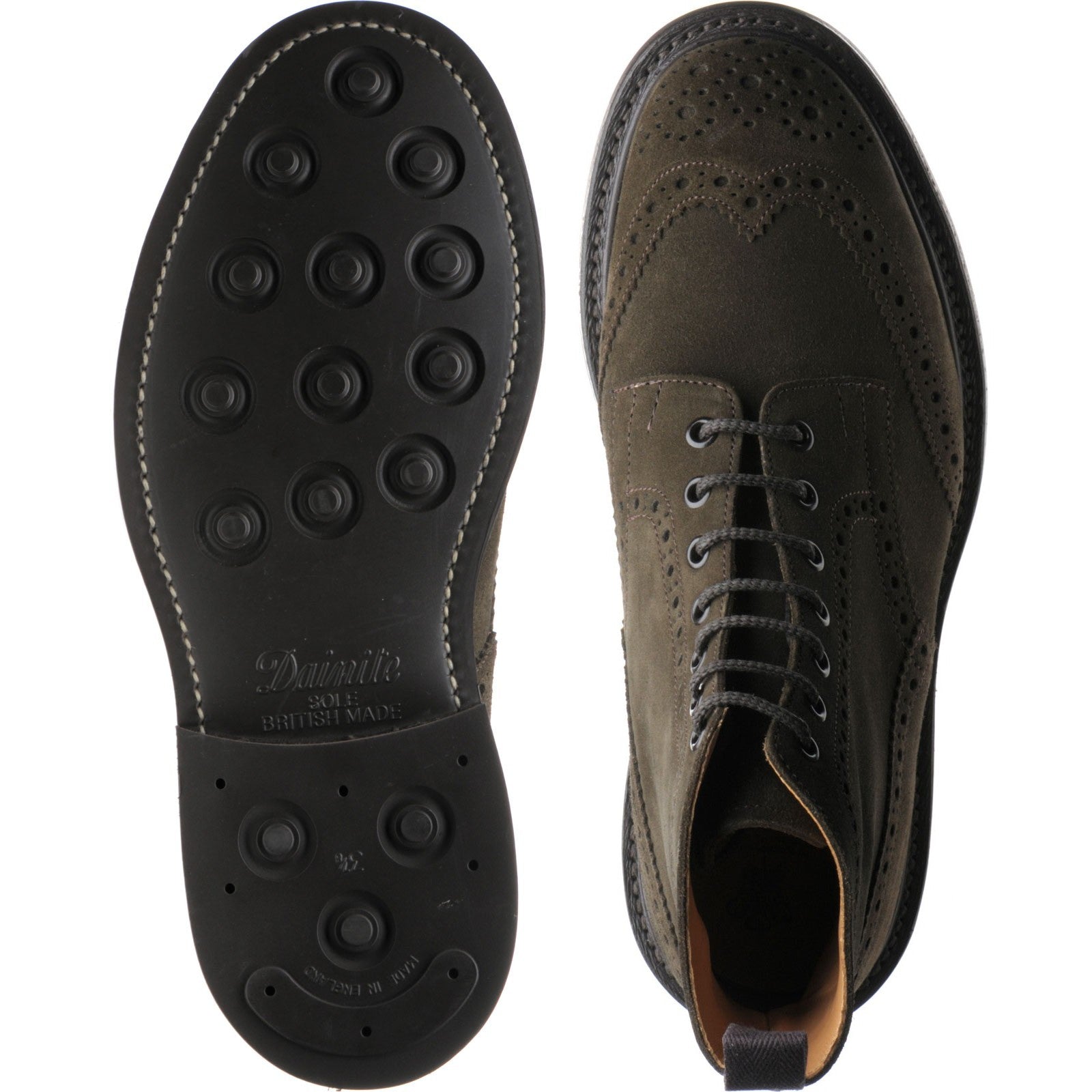 Product image for Trickers Stow (Rubber) mens rubber-soled brogue boots in earth ox reversed