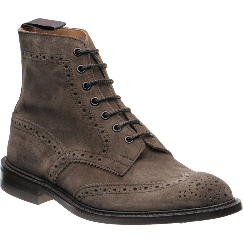 Product image for Trickers Stow (Rubber) mens rubber-soled brogue boots in flint repello suede