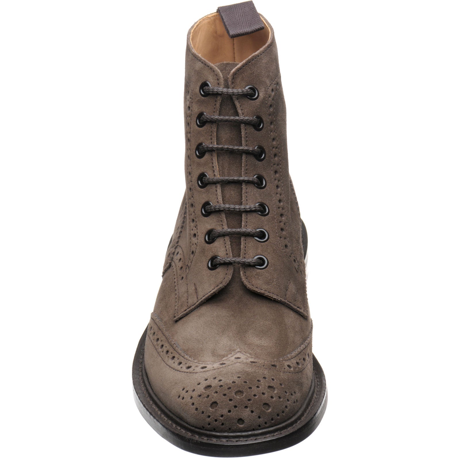 Product image for Trickers Stow (Rubber) mens rubber-soled brogue boots in flint repello suede