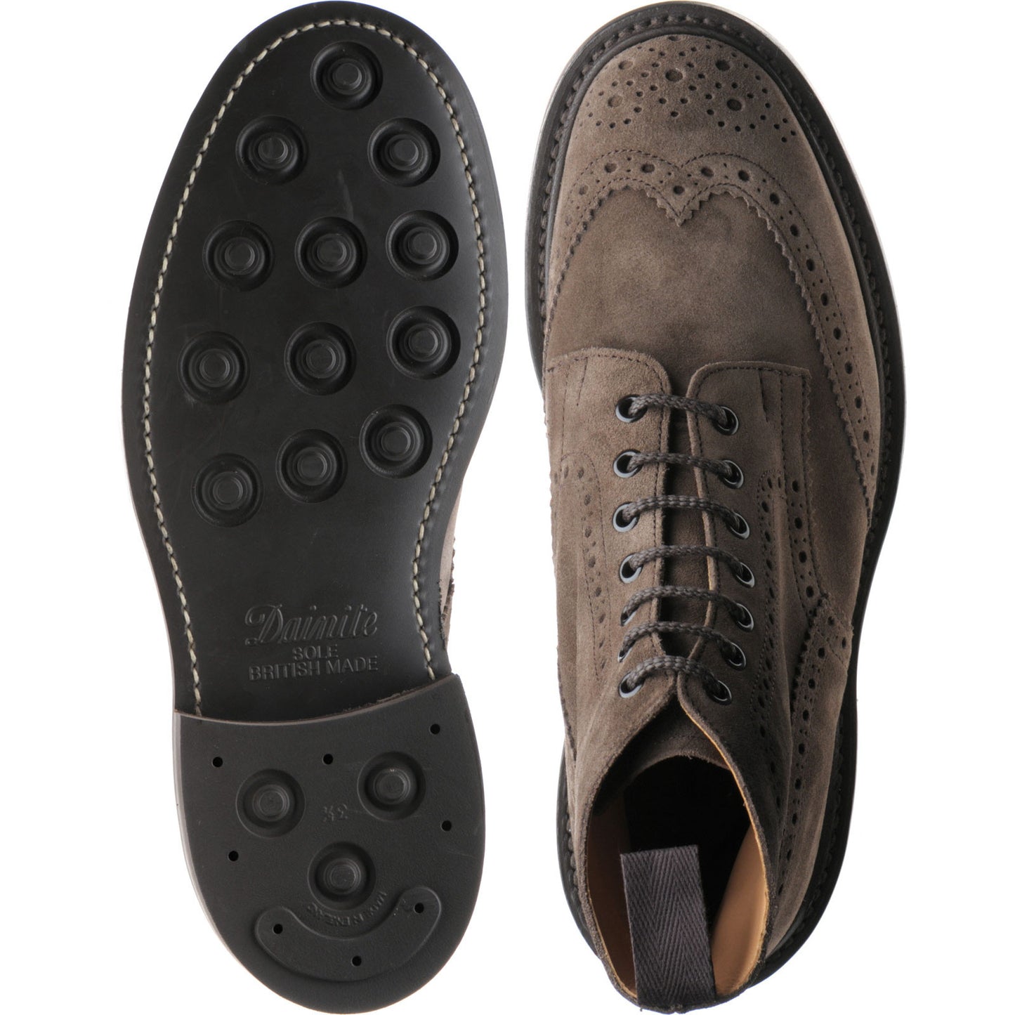 Product image for Trickers Stow (Rubber) mens rubber-soled brogue boots in flint repello suede