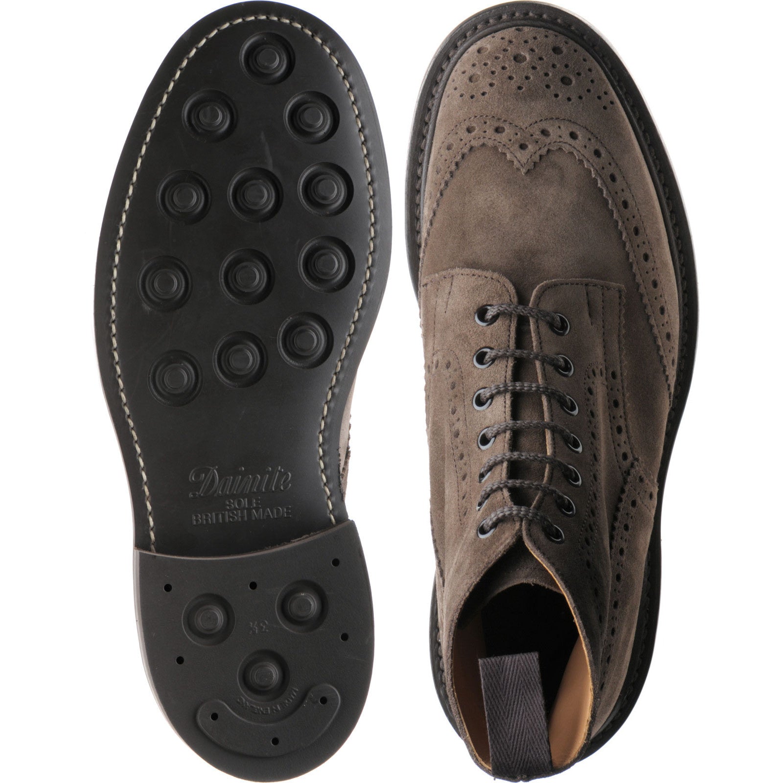 Product image for Trickers Stow (Rubber) mens rubber-soled brogue boots in flint repello suede