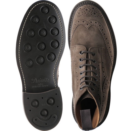 Product image for Trickers Stow (Rubber) mens rubber-soled brogue boots in flint repello suede