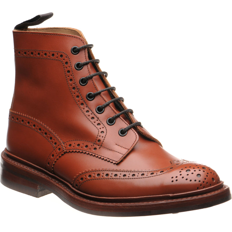 Product image for Trickers Stow (Rubber) mens rubber-soled brogue boots in moccasin brown