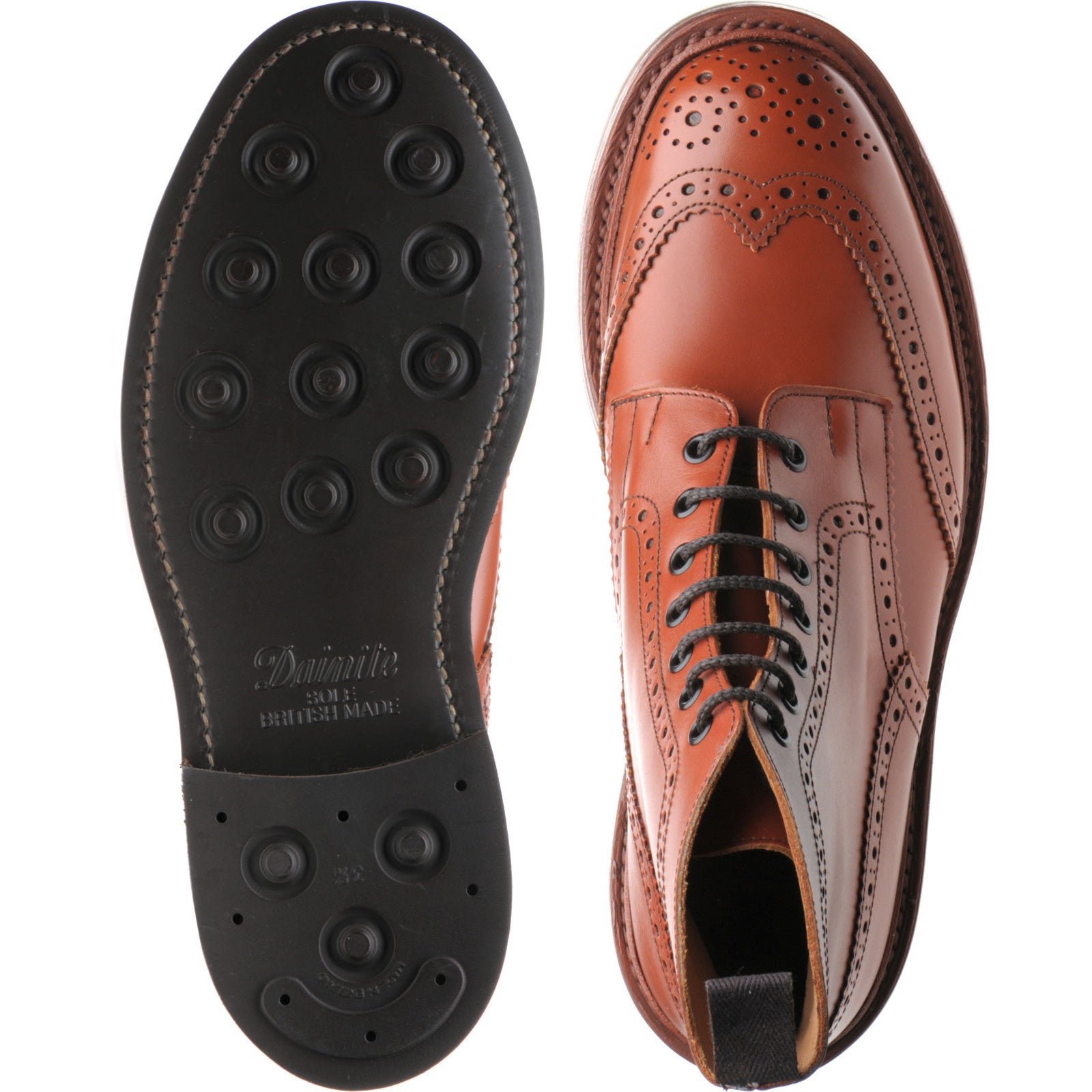 Product image for Trickers Stow (Rubber) mens rubber-soled brogue boots in moccasin brown