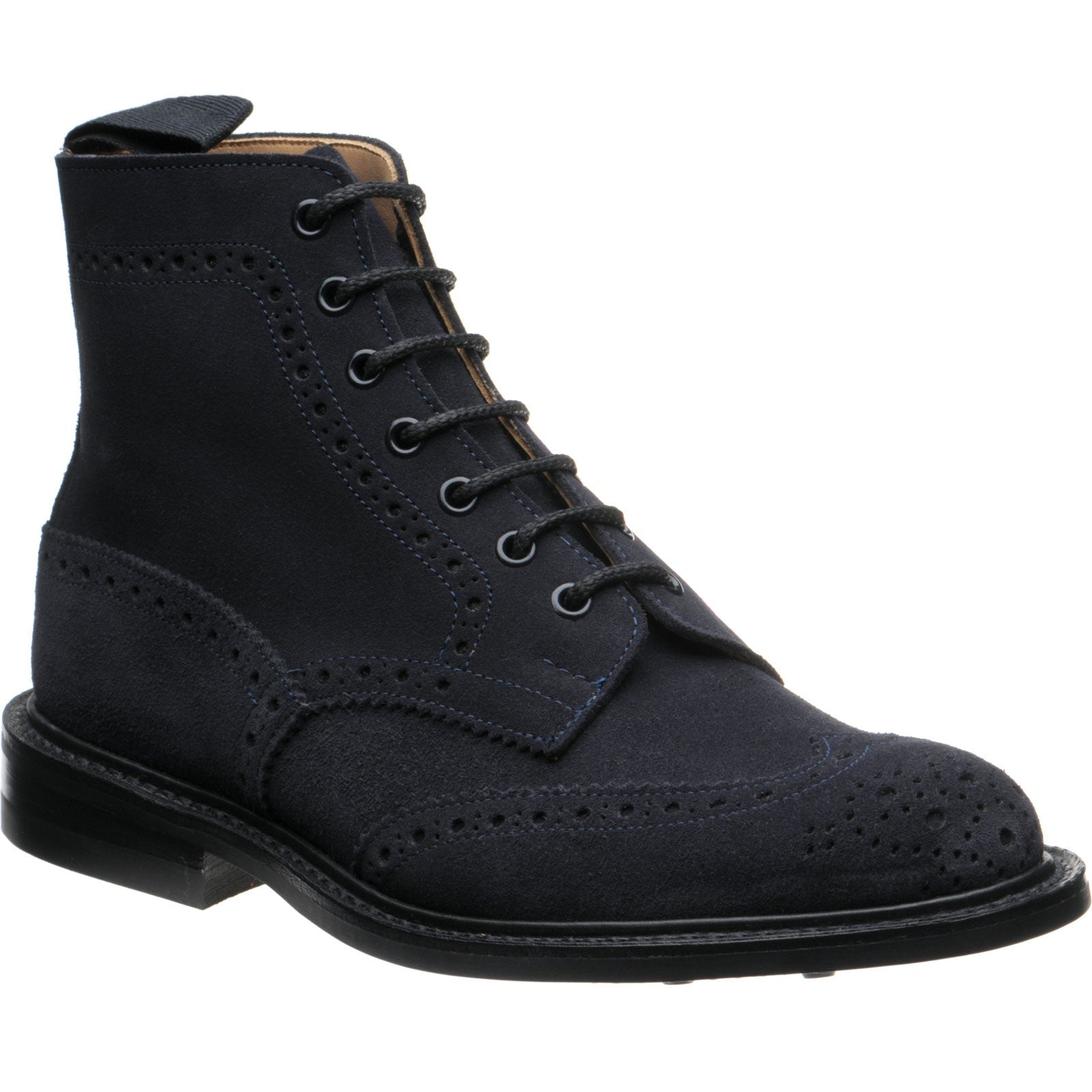 Product image for Trickers Stow (Rubber) mens rubber-soled brogue boots in navy ox reversed