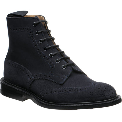 Product image for Trickers Stow (Rubber) mens rubber-soled brogue boots in navy ox reversed